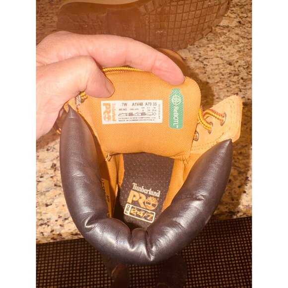 Timberland Pro Soft Toe Waterproof Work Boots Wheat Nubuck Leather Men 7 Utility - Picture 9 of 13